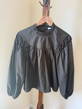 Ulla Johnson Black Ruffled Yoke Blouse